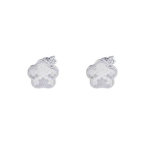 Lao Fengxiang platinum lucky five-petal flower earrings platinum earrings and ear buckles platinum jewelry white gold about 2.7g