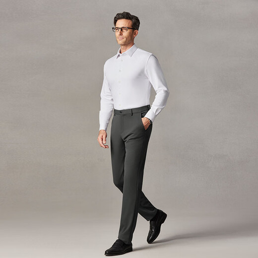 欧定头等舱冬暖暖绒高弹衬衫加厚保暖免烫高端衬衣 苍雪白 42