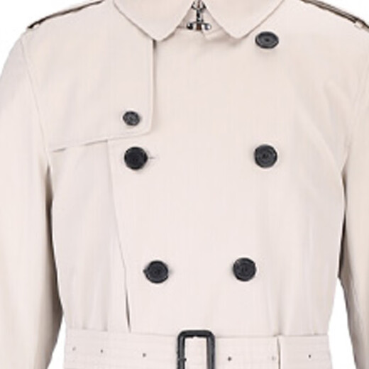 Burberry (BURBERRY) New Year's gift Burbrry solid color button mid-length windbreaker men's sisal color 50 same style for men and women