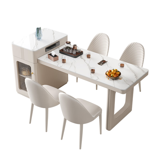 YIQICHENGPIN slate island table integrated household retractable small-sized cream island kitchen multi-functional guide table island table rail socket double hole tea stove 1.4 meters single island table