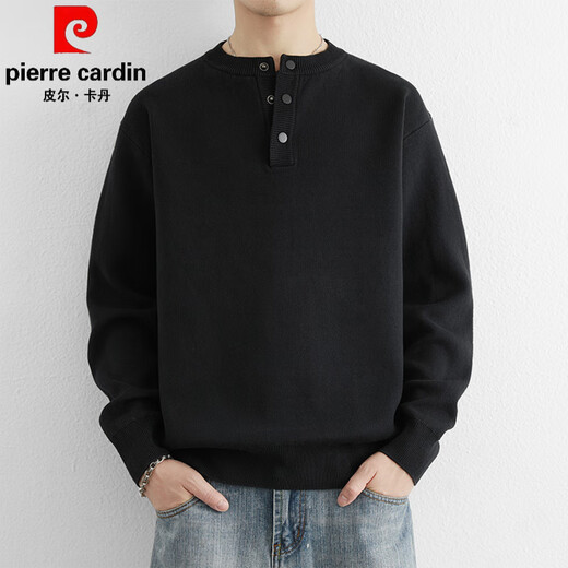 Pierre Cardin American Henry Neck Sweater Men's Autumn and Winter New Trendy Men's Button Sweater Thickened Warm Wool Sweater LR9695 Light Mustard Green M Recommended 120Jin Jin equals within 0.5kg