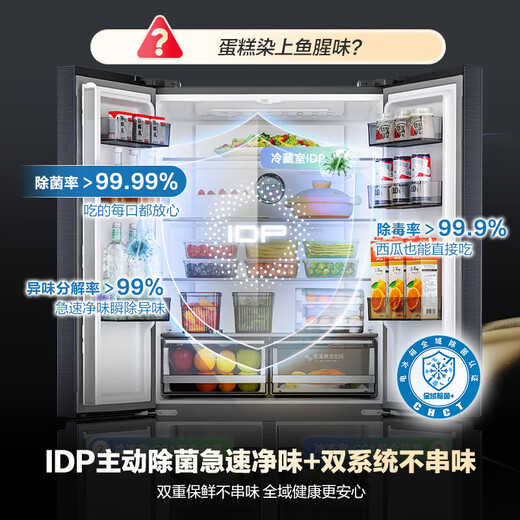 Rongsheng 501 liter cross four-door double system cycle first-level energy-saving frequency conversion thin IDP active sterilization smart refrigerator trade-in BCD-501WD3FPZ BCD-501WD3FPZ