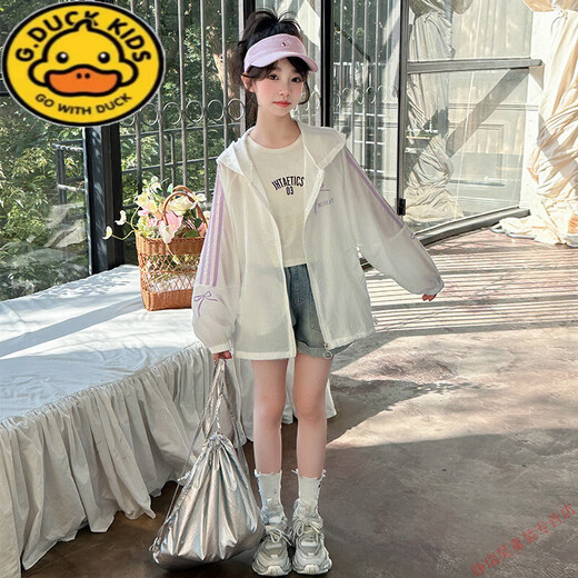 G.DUCKKIDS Children's Clothing Girls Sun Protection Clothes Summer Thin 2025 New Children's Loose Western Style Clothes Big Children's Air Conditioning Shirt Jacket Black 130