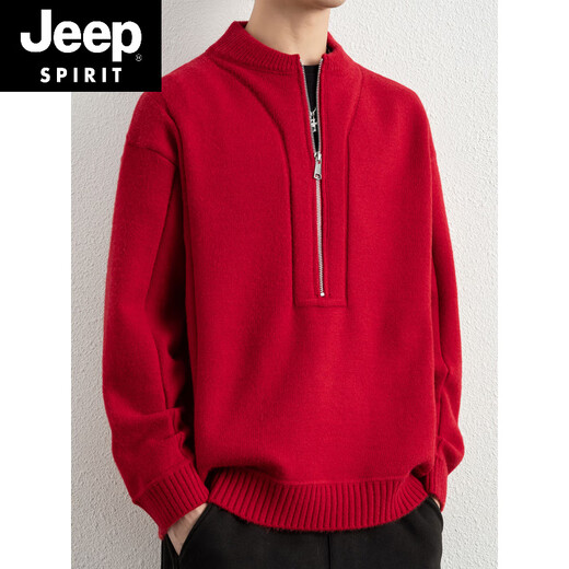JEEP SPIRIT Henry Collar Sweater Men's Autumn and Winter New American Retro Half-Zip Sweater Men's British Style Thickened Sweater 25638 Gray M 170 Approximately 115-130 Jin Jin equals 0.5 kg Can be worn