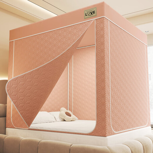 Langsha (langsha) baby anti-fall mosquito net 1.8x2 meters home bed tent warm and cold-proof quilted all-inclusive anti-fall folding bed curtain five sides-jade quilted light-proof style warm/windproof/anti-mosquito/shading 180 width x 200 length x 170 height