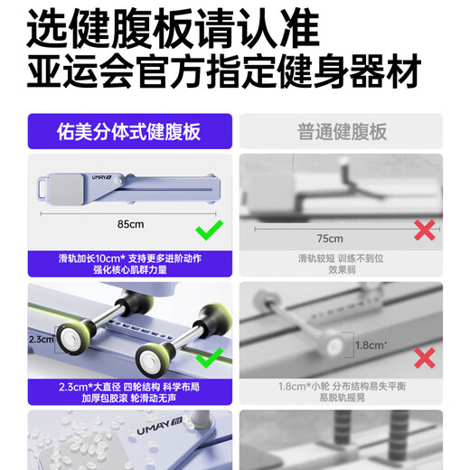 YOU MEI multifunctional split abdominal muscle fitness board automatic rebound abdominal wheel Pilates ski machine handrail - flagship counting model detachable handrail + upgraded tension rope * 2 + meter