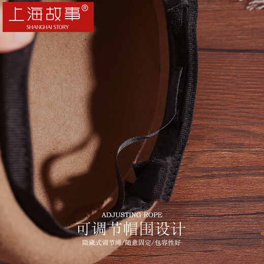 Shanghai Story Women's 100% Wool Hat Autumn and Winter Warm Woolen Beret Showing Face Small Birthday Gift Camel