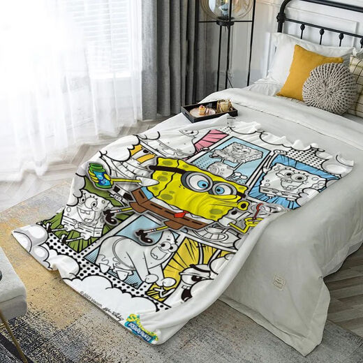 Spongebob cute cartoon pattern flannel blanket dormitory office dual-use nap blanket gt-6 70cm*100cm single layer small size-leg blanket