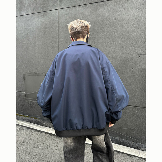 POUM American bomber jacket men's autumn and winter fashion brand casual handsome baseball uniform 26185 Navy M