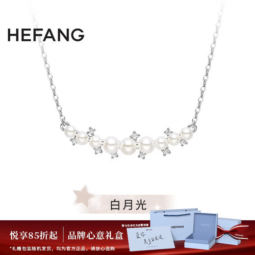 HEFANG He Fang Jewelry White Moonlight Clavicle Chain Silver Necklace Women's Light Luxury High-end Birthday Gift for Girlfriend