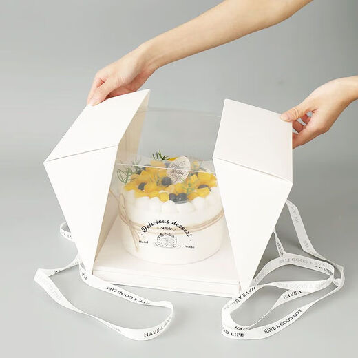 NAOISKEY portable transparent cake box 6 inches 8 inches birthday cake mousse square box dessert snack packaging box high-end gift box 8 inches + cutlery for 10 people Customized contact customer service Free candle for the first order Need to contact customer service