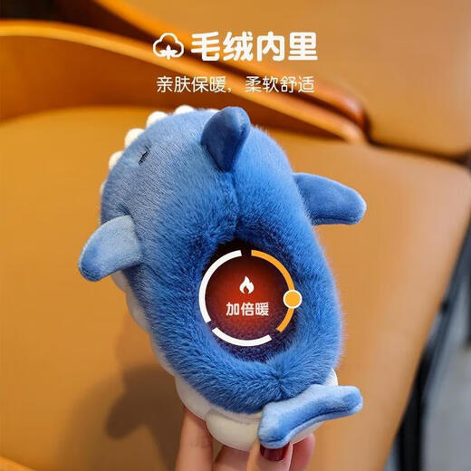 KINGXIAOJING German children's cotton slippers for boys 2025 new indoor home thick-soled non-slip autumn and winter warm girls cute blue shark-warm size 26 27 (inner length 17CM)