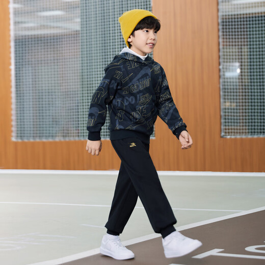 NIKE Nike all-print tops + pants thin velvet suit for boys and girls 2025 winter trendy and fashionable children's 2-piece set