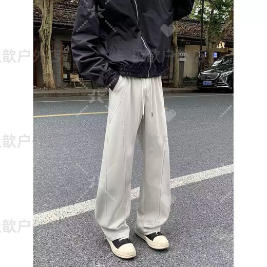 Tanbeiman Willow Leaf Cut Pants 3D Crotch Scimitar Sweatpants Men's Autumn and Winter Style American Style Handsome OOTD Lift-Up Micro-Large Pants Apricot 6XL