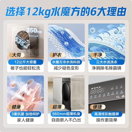 LittleSwan (LittleSwan) drum washing machine fully automatic household 12KG large capacity water cube sterilization and mite removal TG120V618T old-to-new first-class energy efficiency replacement subsidy OCC