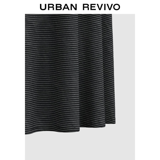 UR2025 new autumn women's clothing simple commuting style versatile striped A-line skirt UWJ550059 black striped S