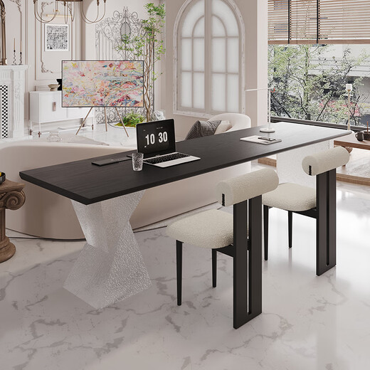 Oscarden solid wood desk, high-end, light luxury, large long table in the living room, home horizontal hall sofa, long table behind the sofa, study table, North American ash wood 220*60, wireless charging socket