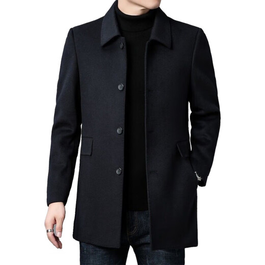 Su Lai Hangzhou Italian French men's windbreaker dad mid-length thickened double-sided woolen top winter lapel woolen jacket gray M recommended 90-110Jin Jin equals 0.5 kg