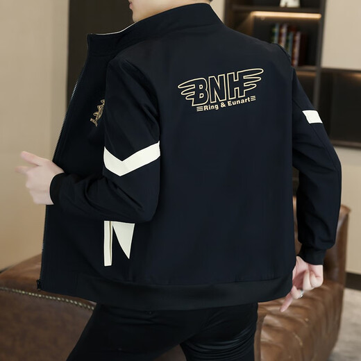 Semir Men's Autumn Stand Collar Slim Fit Handsome Fashion Jacket Korean Style Trendy Versatile Jacket Fashion Men's Handsome Top 1-2-113 Black Gray 3XL