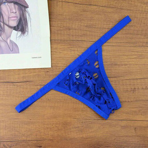 Men's underwear sexy transparent hollow breathable thong low waist U convex solid color single butt personalized mesh quick-drying white M90-105Jin Jin equals 0.5 kg