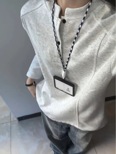 LIIS shirt Henry collar long-sleeved shirt for men in autumn deconstructed splicing design right shoulder bottoming shirt autumn sweatshirt trend white gray M (90-120Jin Jin equals 0.5 kg) One size