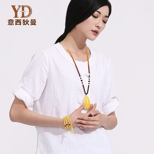 Italian beeswax bracelets for men and women, high-end cultural jewelry bracelets, natural chicken fat yellow Buddha beads, amber light luxury gifts, diameter 6.1+mm, with certificate