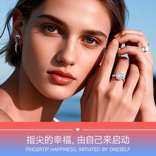 Dianzhijia cultivated diamond platinum 50-point diamond ring round inlaid light luxury ring as a wedding gift for my wife NGTC certificate