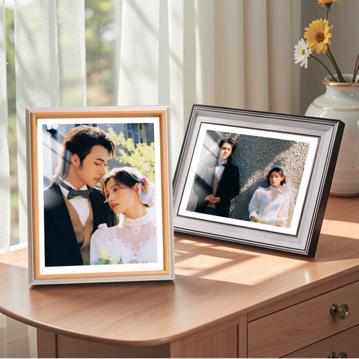 Mengsanyue Photo Studio Grade Aluminum Alloy Frame Customized Photo Frame Setup Family Portrait Wedding Dress Washed Photo Enlargement Children Moyan (High-end Model) 14-inch Setup Table (25*35cm)