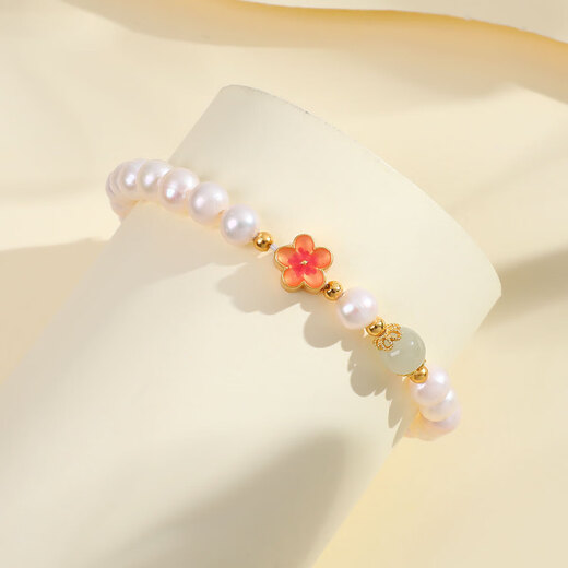 Star's same natural freshwater pearl retro plum blossom beaded girl's bracelet Valentine's Day gift jewelry bracelet flower pearl bracelet