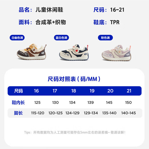 Minibala children's shoes, children's toddler shoes, autumn new baby stable shoes, comfortable non-slip mesh breathable and versatile sports shoes, blue and white, size 21, suitable for feet length 14.0-14.5cm