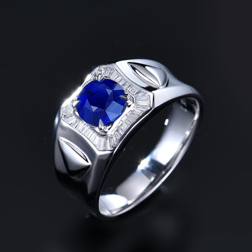 HEEKAIYI Sapphire Ring Men's Royal Blue 18K Gold Diamond Ring Chinese Valentine's Day Birthday Gift for Husband and Boyfriend Selected 2 Carat/Royal Blue/Certificate 2 Carat 18K Gold Inlaid