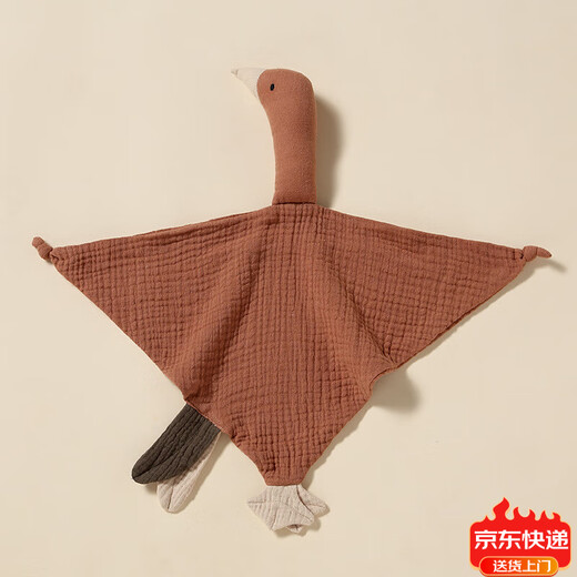 Jingmengyuan crumpled cloth soothing napkin baby can chew the doll sleep baby put to sleep pure cotton gauze little swan hand puppet gray bunny (goose) 1 pack