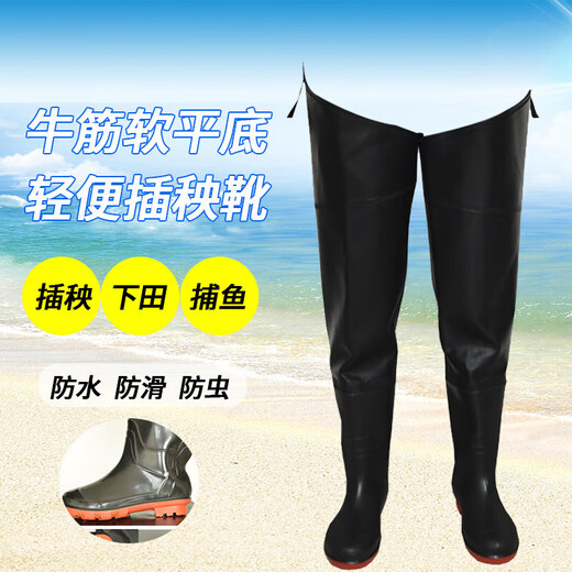 Waterproof planting boots, non-slip fishing shoes, fishing waders, thickened wading pants, fishing pants, fishing pants, khaki nylon fishing pants 45