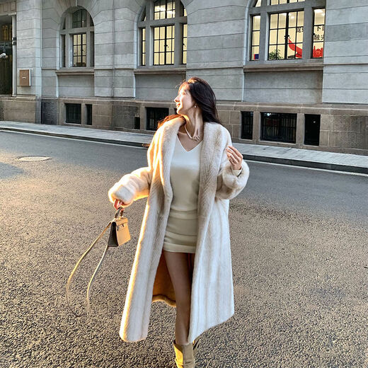 Coolnairo mid-classic luxury imitation mink eco-friendly fur coat temperament fur all-in-one warm long coat rice apricot long one size