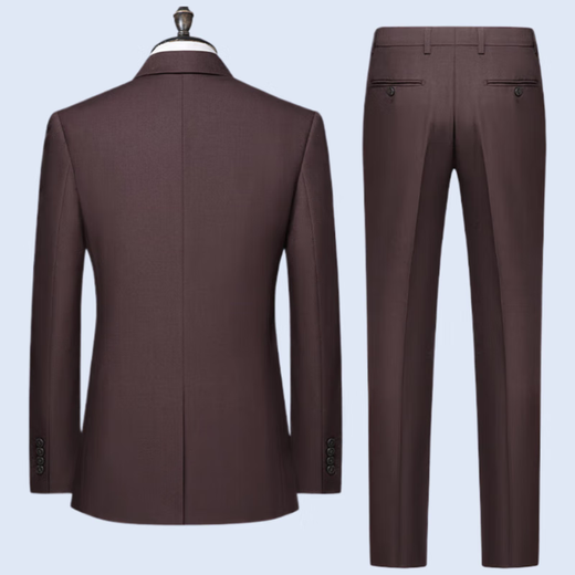 Septwolves Jacket Expert Light Luxury Suit Men's Autumn and Winter One Button Single Slit Two-piece Wedding Banquet Sheep Wool Suit Suit Dark Red L 175 120-135Jin Jin is equal to 0.5 kg