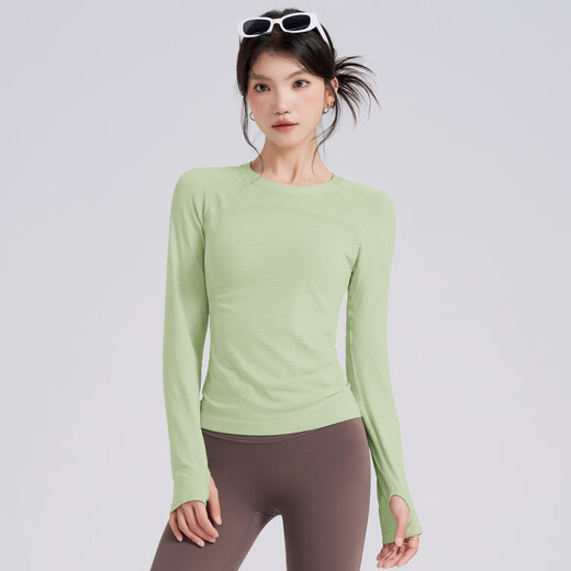 LULULMCCTN sports long-sleeved women's quick-drying yoga wear T-shirt running Pilates professional training fitness top white M