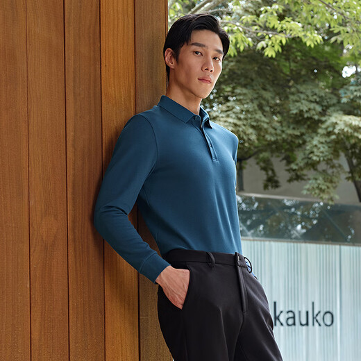 Youngor long-sleeved POLO shirt men's cotton blended pique fabric plain business POLO shirt comfortable and breathable 2025 new product combination blue VLPC519962HCA M (recommended 120-135Jin Jin equals 0.5 kg)