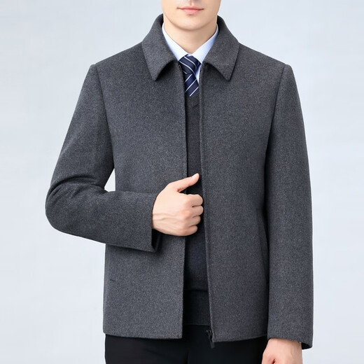 SEVEN 7 Seven brand double-sided cashmere short coat for middle-aged men, wool woolen detachable goose down lining jacket lapel jacket 6620 black (double-sided wool + goose down lining) M 170/48