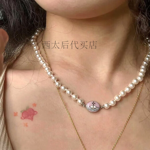 Queen Mother Vivian Necklace Women's High-Quality Light Luxury Gift Girl's Birthday Mother's Day Practical Niche Pendant Necklace Light Purple