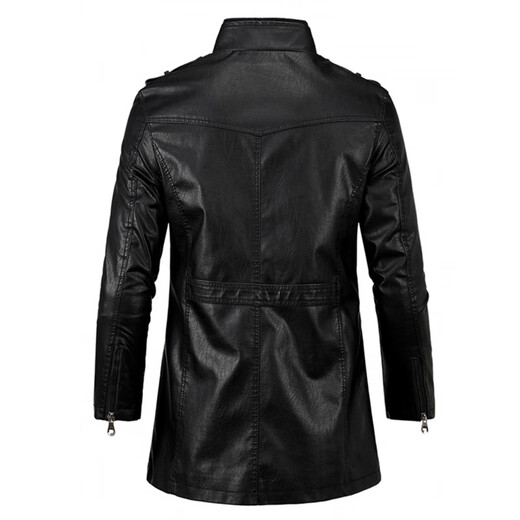 Donglai quality leather jacket for men autumn and winter men's trendy 2025 new jacket windproof motorcycle leather windbreaker trendy men's winter winter warm and windproof mid-length black XS _Suitable for weight 115-130Jin Jin is equal to 0.5 kg