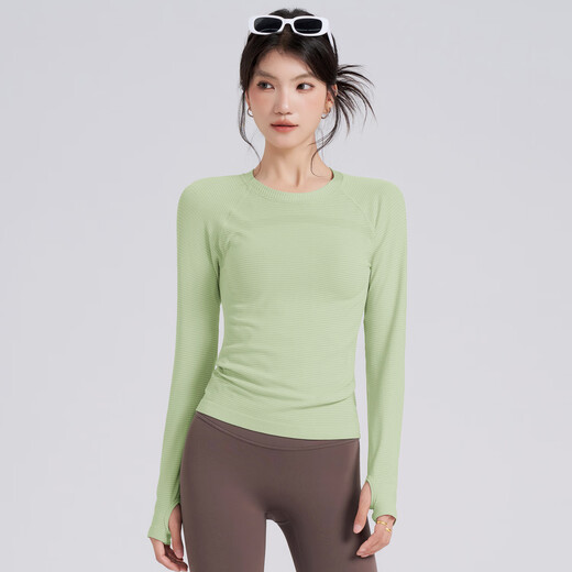 LULULMCCTN sports long-sleeved women's quick-drying yoga wear T-shirt running Pilates professional training fitness top white M