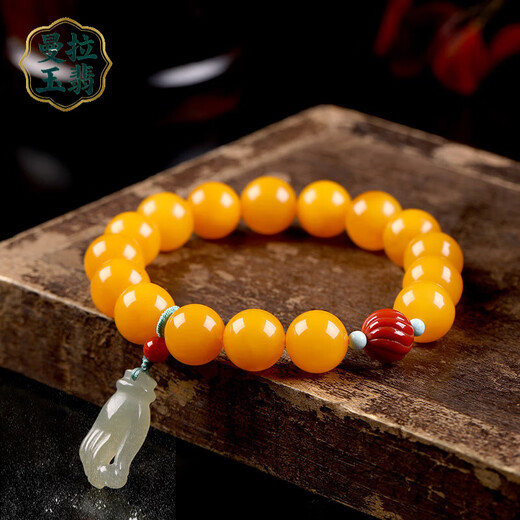Manla Jade Pei Natural Beeswax Bracelet Women's DIY Jade Beads Amber Chicken Oil Topaz Beads Bracelet Genuine Style 1