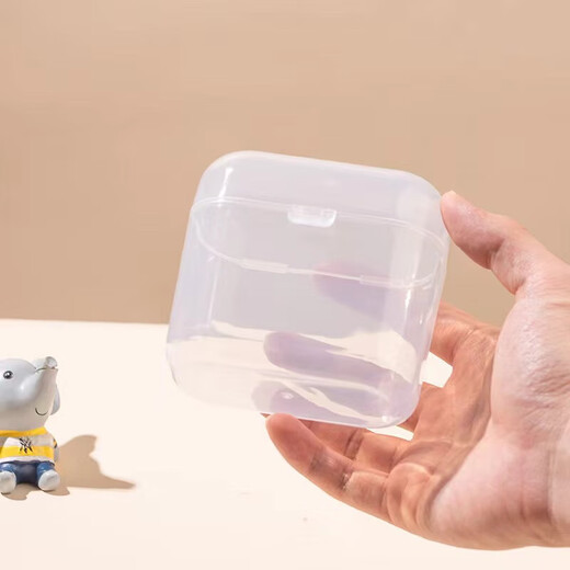 Baby pacifier, children's bite-proof silicone teether toy for baby's hands, orange + anti-lost rope + storage box, 1 pack, teether + anti-lost rope + dust-proof storage box