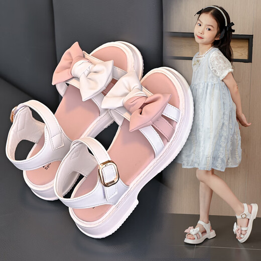 Girls Shoes Children's Princess Sandals 2023 Summer New Summer Style Little Girls Baby Soft Bottom Flat Bottom Student Shoes xd-725 Pink 26