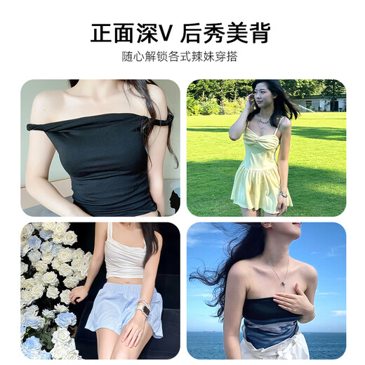 Curious Miss Push Up Breast Paste Ladies Strapless Anti-Light Anti-Bump Wedding Dress Nipple Paste Seamless Invisible New Style Black A