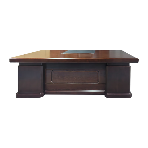 Lilun wood veneer boss desk high-end and elegant executive leader desk and chair combination office with solid wood veneer executive desk 2.4 meters desk + chair + 8 door bookcase