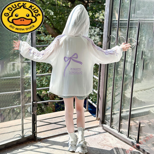 G.DUCKKIDS Children's Clothing Girls Sun Protection Clothes Summer Thin 2025 New Children's Loose Western Style Clothes Big Children's Air Conditioning Shirt Jacket Black 130