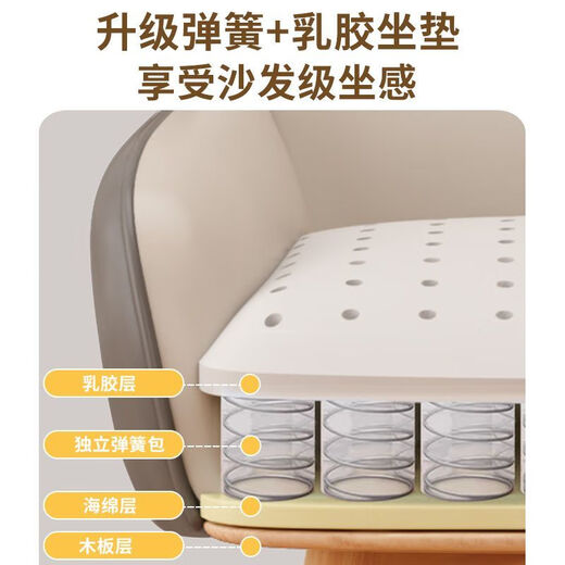 Xiaomi famous craftsman cream style makeup stool girls bedroom dressing table stool backrest home small apartment high-end manicure makeup chair velvet-front khaki gray back (spring package latex pad) European imported beech solid wood fixed chair legs