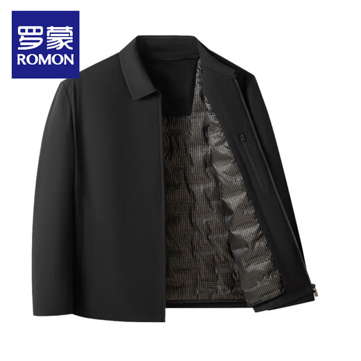 ROMON 90 goose down removable business down jacket executive jacket men's autumn and winter new thickened warm top jacket for men black lapel YR1999 removable goose down liner XL 130-150Jin Jin equals 0.5 kg