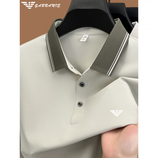 Armani Armani spring and autumn new lapel POLO shirt men's casual fashion versatile long-sleeved thin T-shirt high-end free 25612 gold tea brown 3XL 56 (suitable for weight 170-190Jin Jin equals 0.5 kg)